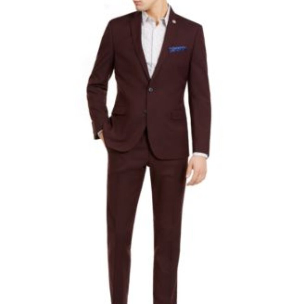 Nick Graham Slim Fit 2-Piece Suit - Burgundy